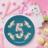 5e verjaardag Blauwgroen foto Collage Blue Yellow Papieren Bordje (Feest)