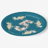 5e verjaardag Blauwgroen foto Collage Blue Yellow Papieren Bordje (Gekanteld)