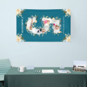 5e verjaardag Blauwgroen foto Collage Blue Yellow Spandoek (Beurs)