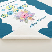 5e verjaardag bloemen voor altijd blauw sherpa deken (3/4)
