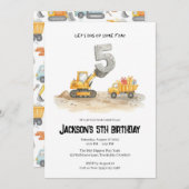 5e Verjaardag Bouw Jongen Verjaardag Uitnodiging (Voorkant / Achterkant)