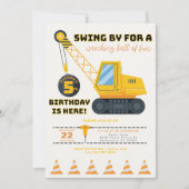 5e verjaardag bouwkraan uitnodiging (Voorkant)