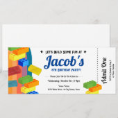 5e verjaardag bouwstenen Fun Ticket Kaart (Voorkant / Achterkant)