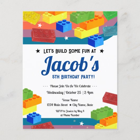 5e verjaardag bouwstenen leuke jongen (Voorkant)