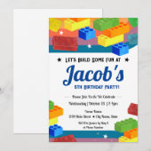 5e verjaardag bouwstenen plezier kaart (Voorkant / Achterkant)