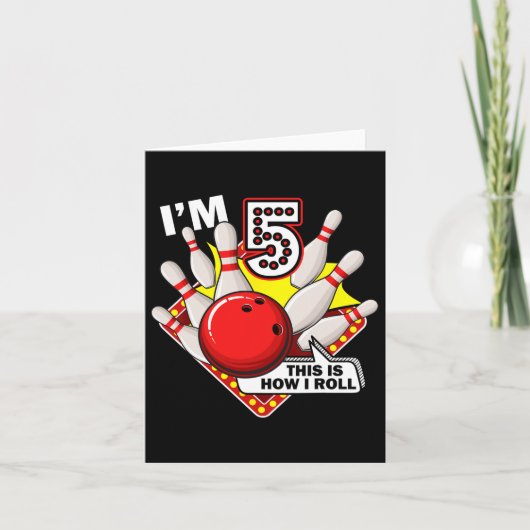 5e verjaardag bowling thema 5 jaar oude grappige b kaart (Voorkant)