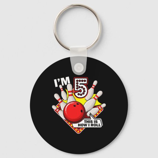 5e verjaardag bowling thema 5 jaar oude grappige b sleutelhanger (Voorkant)