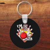 5e verjaardag bowling thema 5 jaar oude grappige b sleutelhanger (Voorkant)