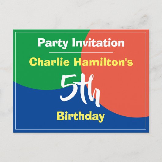5e verjaardag Briefkaart uitnodiging (Voorkant)