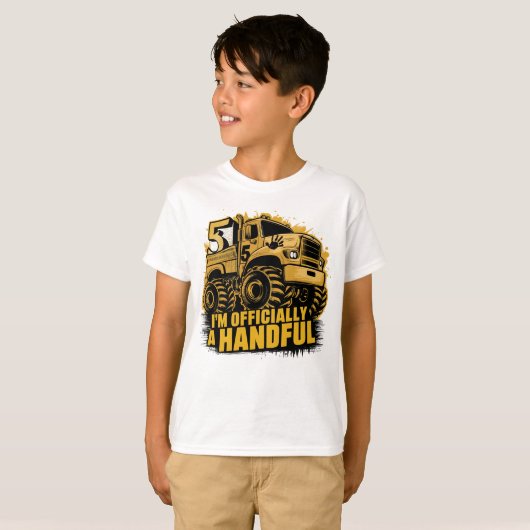 5e Verjaardag cadeau Jongens Meisjes handvol Monst T-shirt (Voorkant volledig)