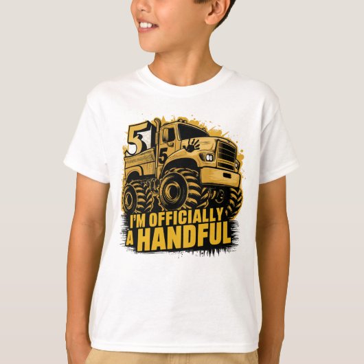 5e Verjaardag cadeau Jongens Meisjes handvol Monst T-shirt (Voorkant)