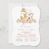 5e verjaardag Castle Gold Crown Princess Floral  Kaart (Voorkant)