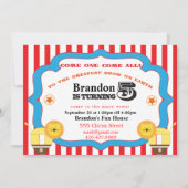 5e verjaardag Circus Uitnodiging (Voorkant)