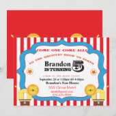 5e verjaardag Circus Uitnodiging (Voorkant / Achterkant)