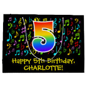 5e verjaardag - Colorful Music Symbols, Rainbow 5 Groot Cadeauzakje (Achterkant)