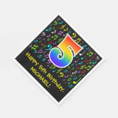 5e verjaardag - Colorful Music Symbols, Rainbow 5 Servet (Hoek)