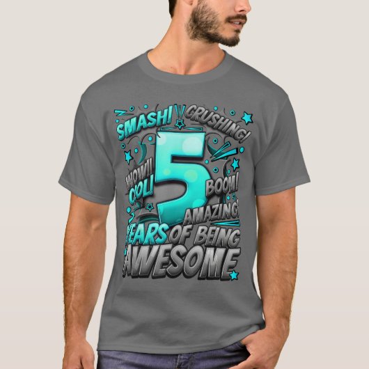 5e verjaardag Comic Style Geweldig sinds 2018 5 ja T-shirt (Voorkant)