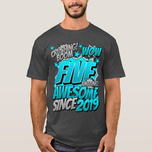 5e verjaardag Comic Style Geweldig sinds 2019 5 ja T-shirt (Voorkant)