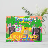5e verjaardag Cool Dinosaur DJ Party Kaart (Staand voorkant)