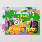 5e verjaardag Cool Dinosaur DJ Party Kaart (Voorkant / Achterkant)
