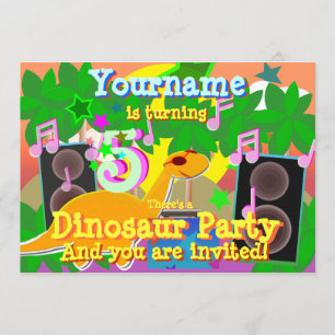 5e verjaardag Cool Dinosaur DJ Party Kaart
