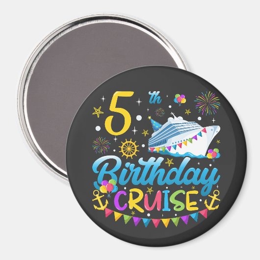 5e verjaardag Cruise B-Day Party Circle Magneet (Voorkant / Achterkant)