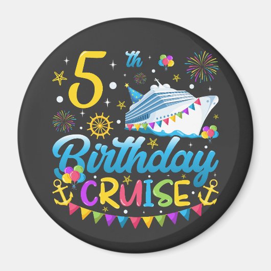 5e verjaardag Cruise B-Day Party Circle Magneet (Voorkant)
