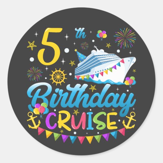 5e verjaardag Cruise B-Day Party Ronde Sticker (Voorkant)