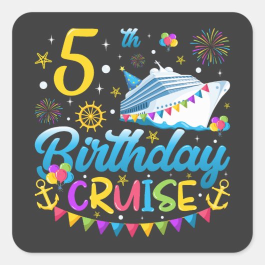 5e verjaardag Cruise B-Day Party Vierkante Sticker (Voorkant)