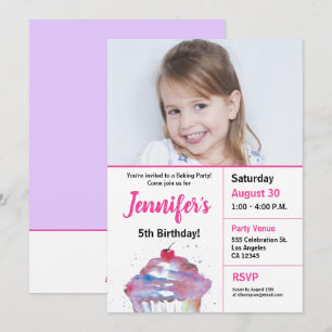 5e verjaardag cupcake baking party foto kaart