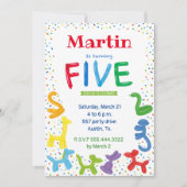 5e verjaardag dierballonvaarding kaart (Voorkant)