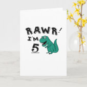 5e verjaardag dinosaurus cadeau voor 5-jarige jong kaart (Gele Bloem)