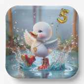 5e verjaardag Duck dansen in een regenplas Papieren Bordje (Voorkant)