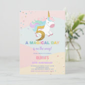 5e Verjaardag Eenhoorn Verjaardag Uitnodigingen (Staand voorkant)