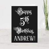 5e verjaardag: Fancy, elegant script + aangepaste  Kaart (Voorkant)