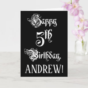 5e verjaardag: Fancy, elegant script + aangepaste Kaart
