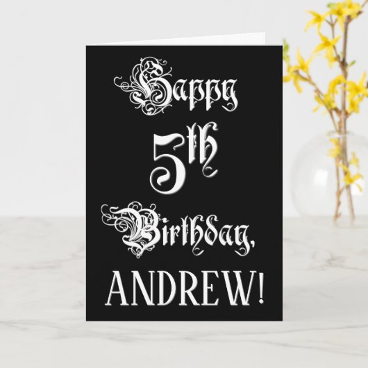 5e verjaardag: Fancy, elegant script + aangepaste  Kaart (Gele Bloem)