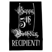 5e verjaardag: Fancy, elegant script + aangepaste Medium Cadeauzakje (Achterkant)