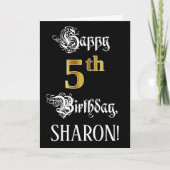 5e verjaardag — Fancy script; Faux Gold Kijk; naam Kaart (Voorkant)