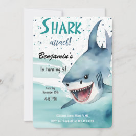 5e verjaardag feest haai uitnodiging