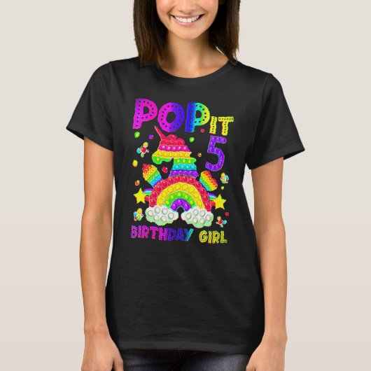 5e verjaardag Fidget Speelgoed Pop It Birthday Gir T-shirt (Voorkant)