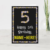 5e verjaardag: Floral Flowers Number, Custom Name Kaart (Voorkant)