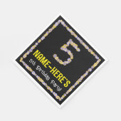 5e verjaardag: Floral Flowers Number, Custom Name Servet (Hoek)