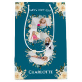 5e verjaardag Foto Blauwgroen Collage Blue Yellow  Medium Cadeauzakje (Voorkant)