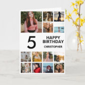 5e verjaardag Foto Collage 13 Foto's zwart-wit Kaart (Gele Bloem)