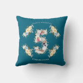 5e verjaardag Foto Collage Blauwgroen Blauw Gele B Kussen (Achterkant)