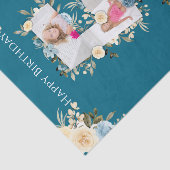 5e verjaardag Foto Collage Blauwgroen Blauw Gele B Tissuepapier (Detail)