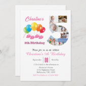 5e verjaardag foto collage nummer 5 Meisje Kaart (Voorkant / Achterkant)