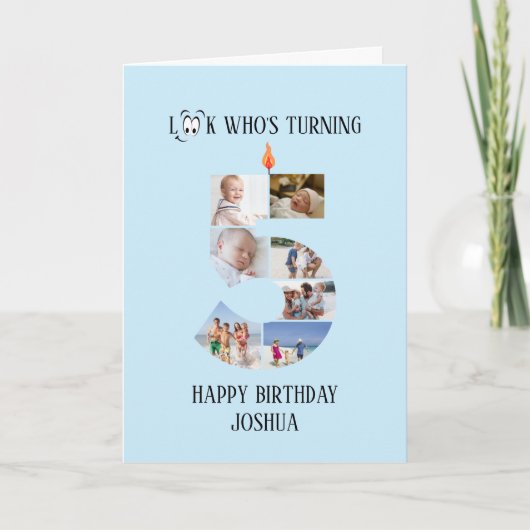 5e verjaardag fotokaart kaart (Voorkant)