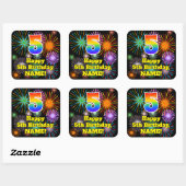 5e verjaardag: Fun Fireworks Kijk, regenboog # 5 Vierkante Sticker (Vel)
